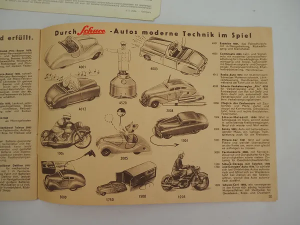 Schuco Varianto 3010 Autos Brücke 3050 Prospekte Spielzeug 1950 Jahre