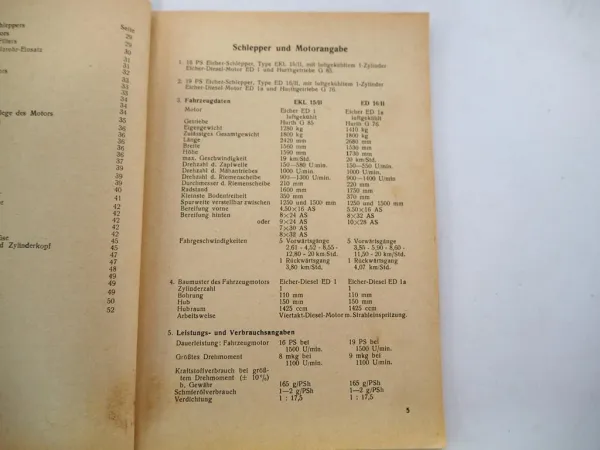 Seltene Original-Bedienungsanleitung & Ersatzteilliste für Eicher EKL15/II & ED16/II