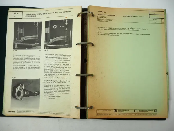 Simca 1100 Reparaturanleitung ab 1969 Werkstatthandbuch 1971 inkl USA Modelle