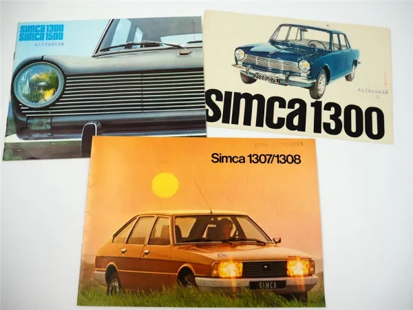 Simca 1300 1307 1308 1500 3x Prospekt deutsch französisch 1960er / 1976