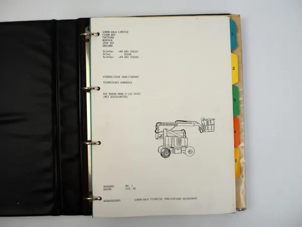Simon Boxer MK3 Diesel Hydraulische Arbeitsbühne Technisches Handbuch 1990