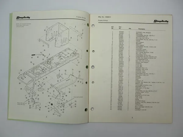 Simplicity 5216 Series Garden Tractor Ersatzteilliste Parts List 1983