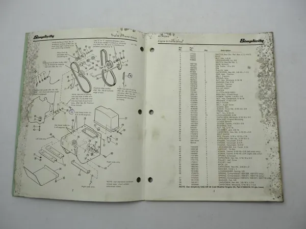 Simplicity 560 870 1080 Snowthrower Schneefräse Ersatzteilliste Parts List 1988