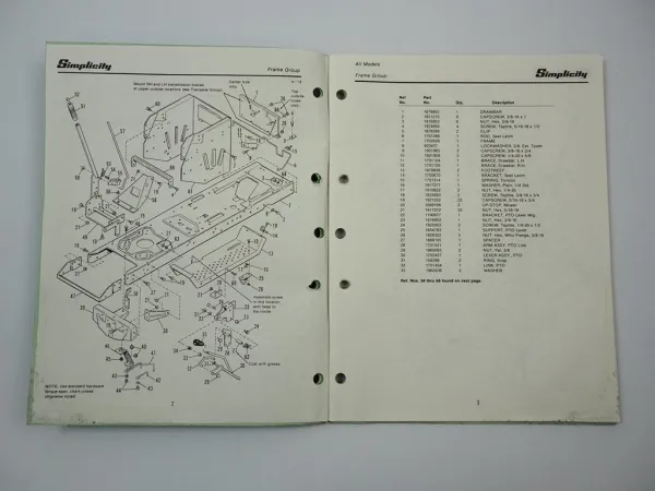 Simplicity 6500 Series Hydrostatic Garden Tractor Ersatzteilliste PartsList 1988