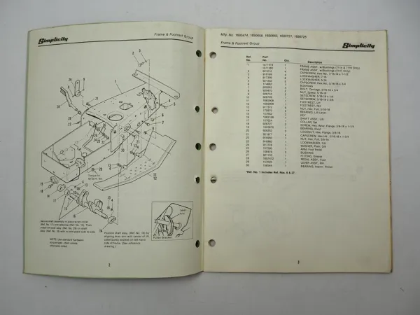 Simplicity 7100 Semi Automatic Series Rasentraktor Ersatzteilliste Parts List