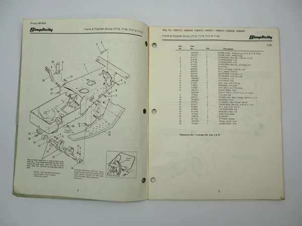 Simplicity 7112 7116 7117 7119 Hydrostatic Tractor Ersatzteilliste Parts List