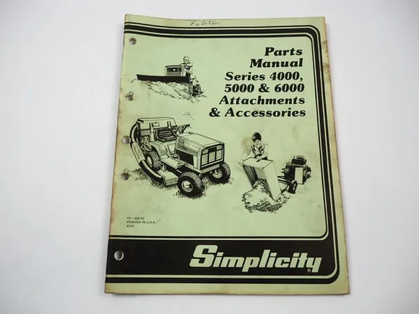 Simplicity Series 4000 5000 6000 Traktor Zubehör Ersatzteilliste Parts List 1983