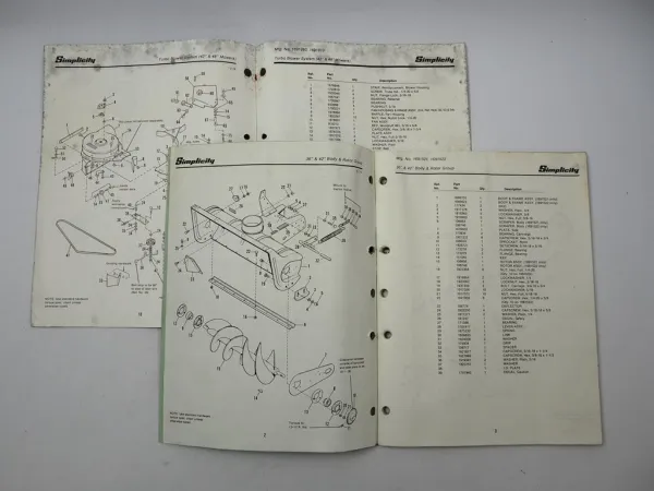 Simplicity Series 4000 5000 6000 Traktor Zubehör Ersatzteilliste Parts List 1988