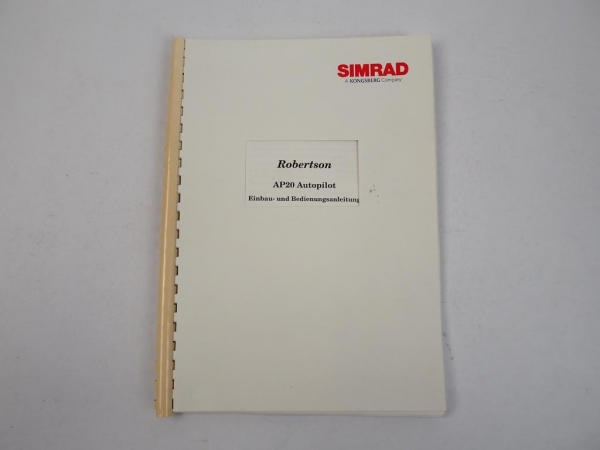 Simrad Robertson AP20 Autopilot Einbau Bedienungsanleitung 1997