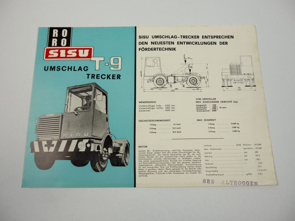 Sisu T9 Terminal Zugmaschine RoRo Umschlag Trecker Prospekt 1972 Finnland