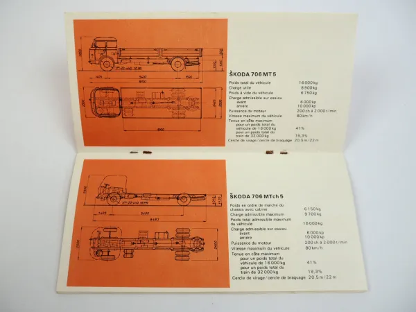 Skoda 706 MT4 et MT5 Camions Gammes brochure 1969
