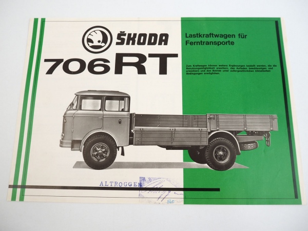 Skoda 706 RT LKW für Ferntransporte Prospekt ca 1960er J