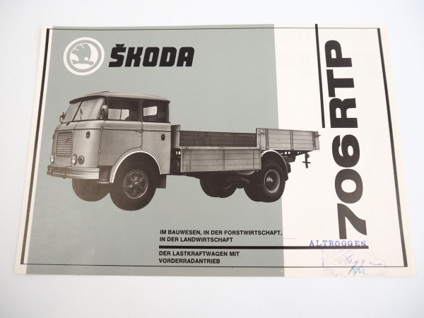 Skoda 706 RTP LKW in Bau Forst Landwirtschaft Prospekt ca 1960er J