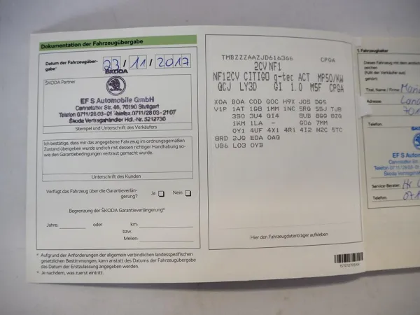Skoda Citigo NF1 Betriebsanleitung Bedienungsanleitung 5/2017 Bordbuch deutsch