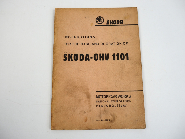 Skoda Popular OHV 1101 938 PKW Bedienungsanleitung Operation Care ca. 1945