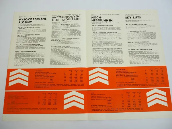 Skoda RTH Tatra Hebebühne SUB MP PVP MPT 20 Prospekt Sky Lifts brochure ca 1970