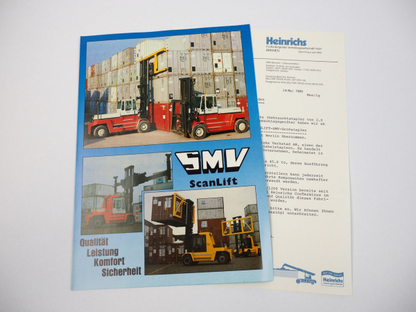 SMV Silverdalens ScanLift Gabelstapler Prospekt 1989 Heinrichs Bremen