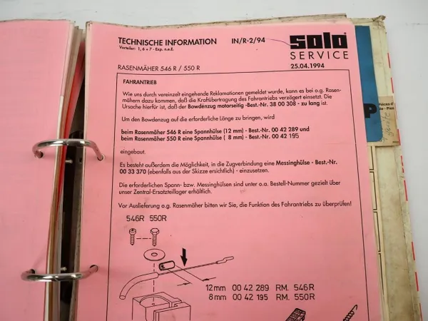Solo Motorsägen Rasenmäher Sprühgeräte Service Informationen 1980/90er Jahre