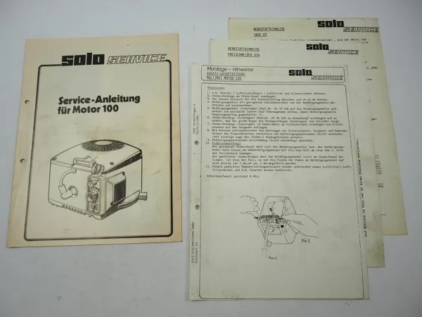 Solo Multimot Motor 100 Service Anleitung Reparaturanleitung 1978