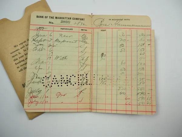 Sparbuch savings bank book Bank of Manhattan Compagny Rockaway Park New York