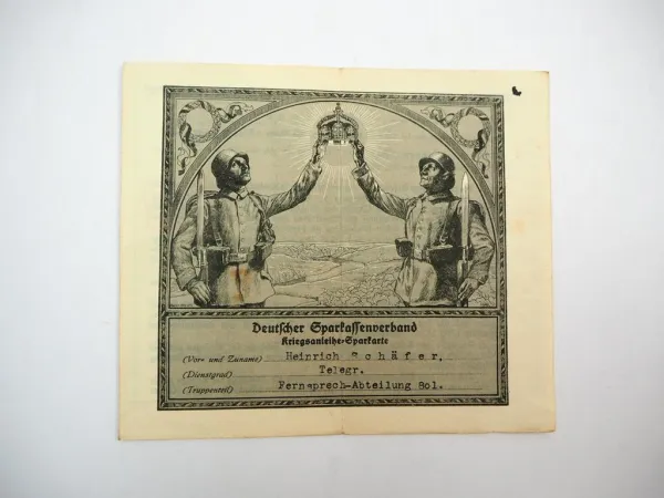 Sparkasse Philippstein Hessen Kriegsanleihe WK1 Sparkarte Kriegssparmarke 1917