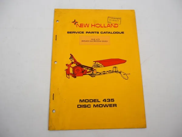 Sperry New Holland 435 Disc Mower Mähwerk Parts List Ersatzteilliste 6/1973
