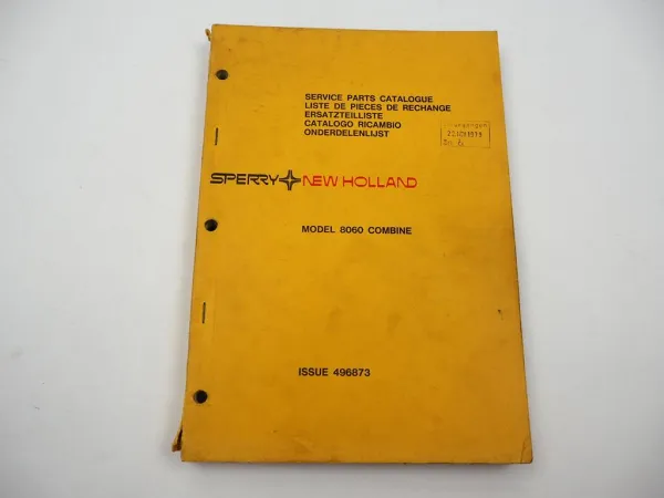 Sperry New Holland 8060 Combine Mähdrescher Ersatzteilliste Parts List 1979