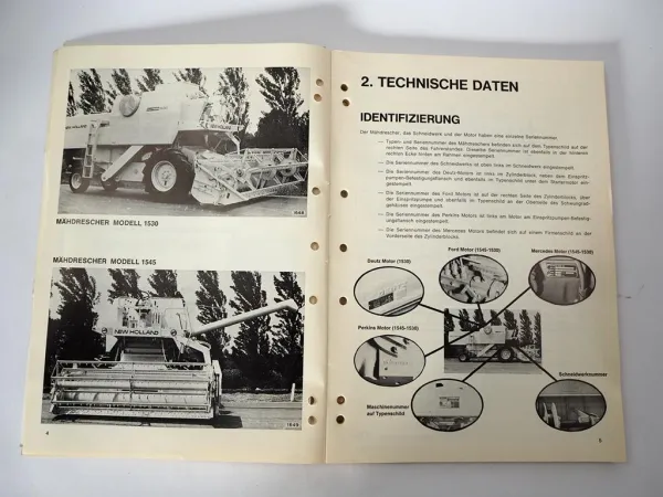 Sperry New Holland Clayson 1530 1545 Mähdrescher Betriebsanleitung ca. 1976