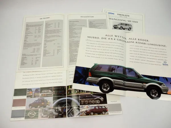 Ssang Yong Daewoo Musso 4x4 Prospekt Preisliste Farben 1996/98