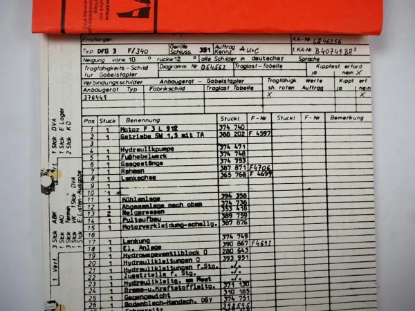 Steinbock DFG3F 340 Gabelstapler Ersatzteilliste Parts List 1970/80er J.