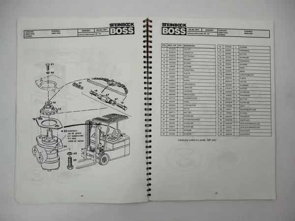 Steinbock LE16 100MP 480D Gabelstapler Elektro Ersatzteilliste Parts List 1997