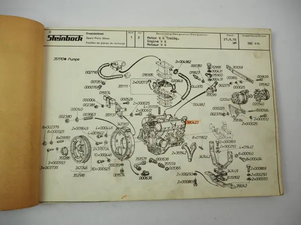 Steinbock TFG 4DR 340 Gabelstapler Treibgas Ersatzteilliste Parts List ca. 1978