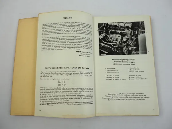 Steyr 380 F G K Diesel LKW 90 PS Ersatzteilliste Ersatzteilkatalog 1962