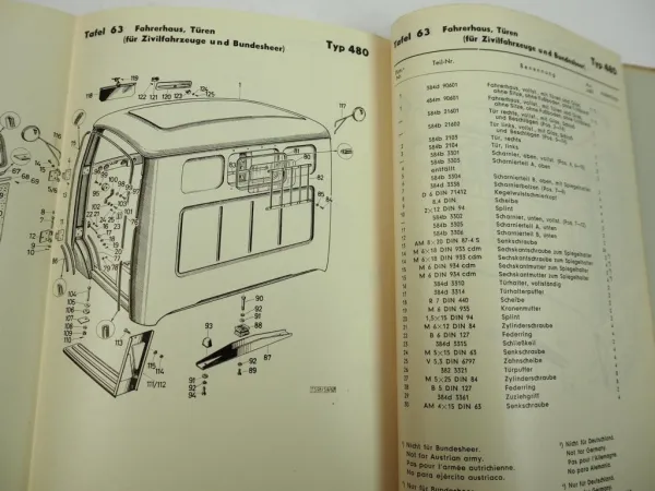 Steyr 480 Diesel LKW Ersatzteilliste Ersatzteilkatalog 1960