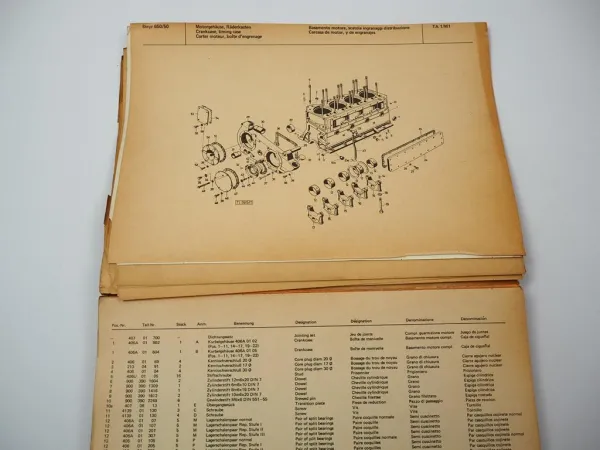 Steyr 650 50 und Allrad Traktor Ersatzteilliste Ersatzteilkatalog 1973