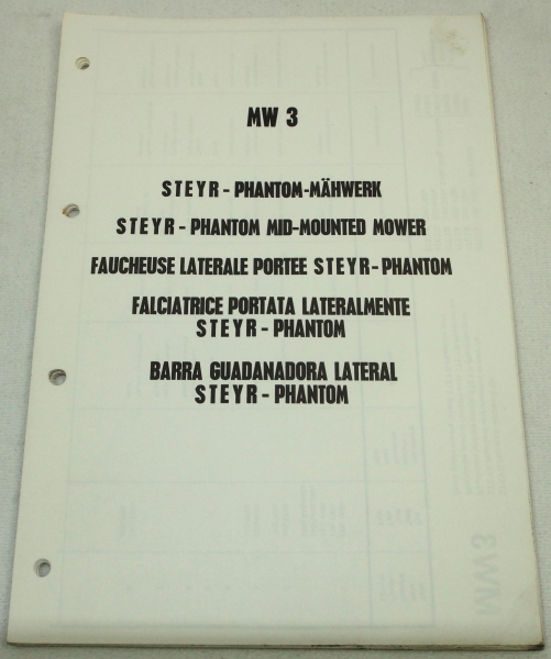 Steyr MW3 Phantom-Mähwerk Ersatzteilliste Spare Parts List 1975