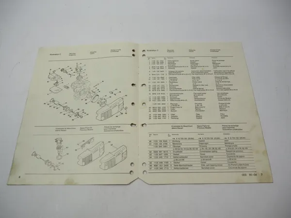 Stihl 009 Kettensäge Ersatzteilliste Spare Parts List Liste des pieces 1986