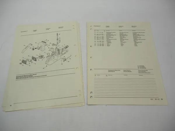 Stihl 024 Kettensäge Ersatzteilliste Spare Parts List Liste des pieces 1988