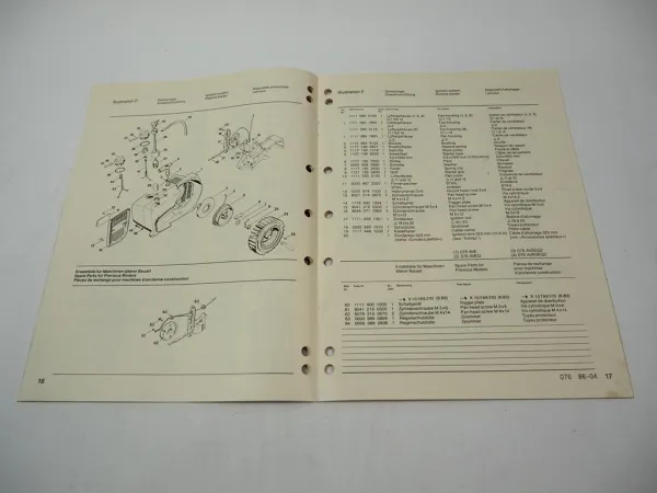 Stihl 076 Kettensäge Ersatzteilliste Spare Parts List Liste des pieces 1986