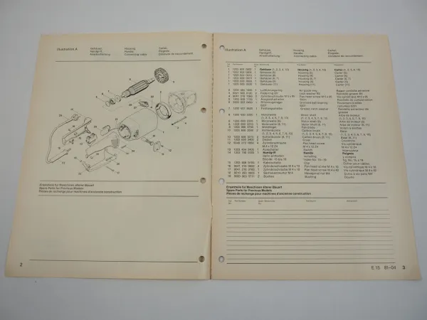 Stihl E15 Motorsäge Ersatzteilliste Spare Parts List 1981