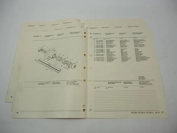 Stihl FS 220 280 Freischneider Ersatzteilliste Spare Parts List Liste pieces 88