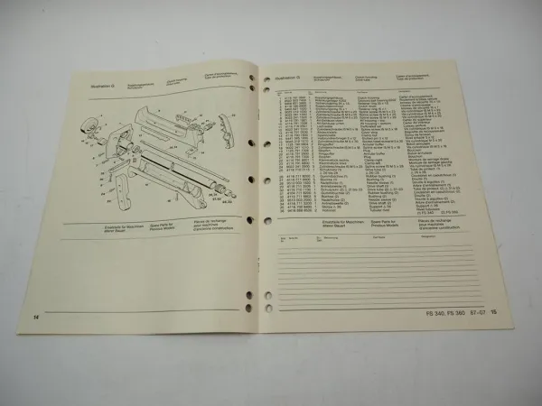 Stihl FS 340 360 Freischneider Ersatzteilliste Spare Parts List Liste pieces 87