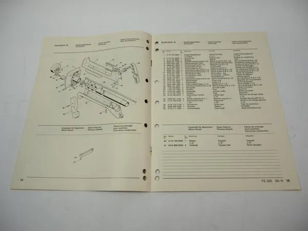 Stihl FS 360 Freischneider Ersatzteilliste Spare Parts List Liste des pieces 88