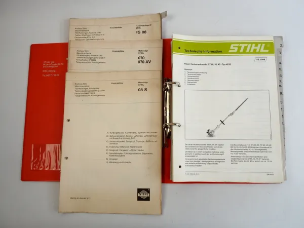 Stihl Motorsägen Motorsensen Ersatzteillisten Technische Information 1970/90er J.