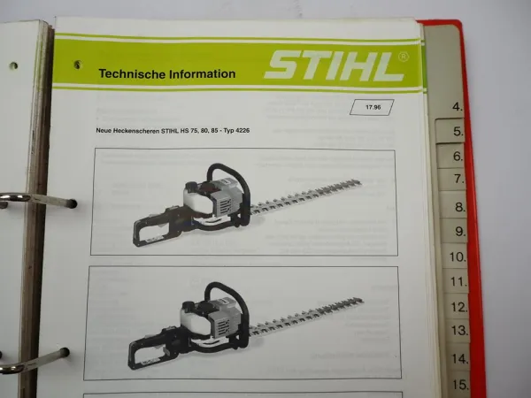 Stihl RE BT TS HL HS Motorgeräte Sammlung Technische Informationen 1987-98