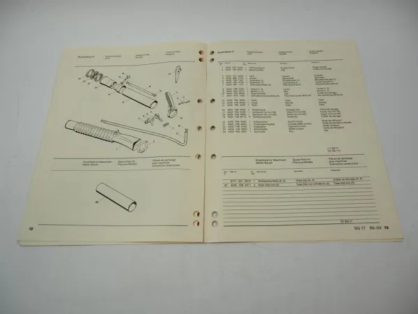 Stihl SG 17 Spühgerät BG 17 Laubbläser Ersatzteilliste Spare Parts List 1986