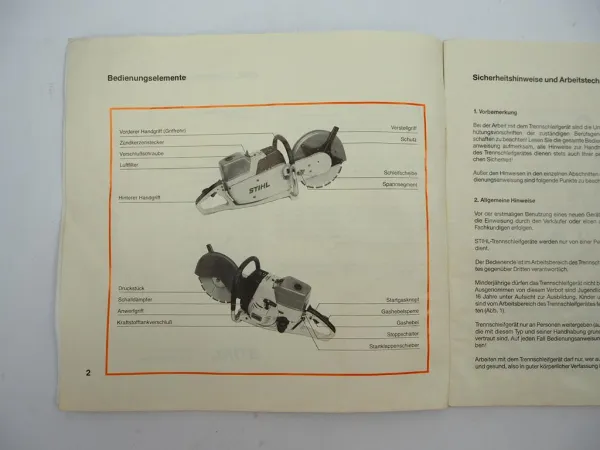 Stihl TS360 AVS Trennschleifer Betriebsanleitung Wartung Ersatzteilliste 1992