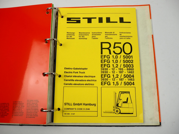 Still R50 EFG Elektro Stapler Betriebsanleitung Wartung Ersatzteilliste 1988