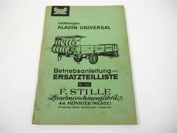 Stille Aladin Universal Betriebsanleitung Ersatzteilliste ab Masch Nr. 4976