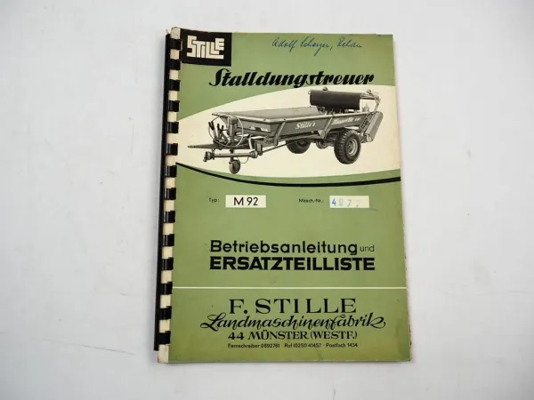 Stille Minorette M92 Stalldungstreuer Betriebsanleitung Ersatzteilliste
